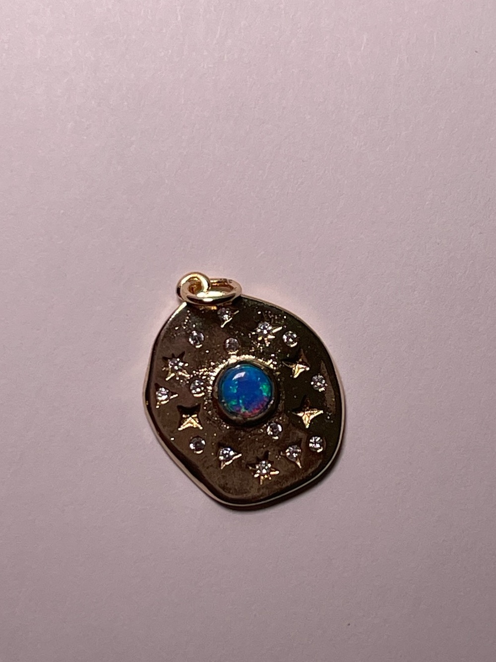 "Lucid Dreaming Anchor" Starburst 18K Gold Plated Over Bass With Opal - Picture 7 of 9